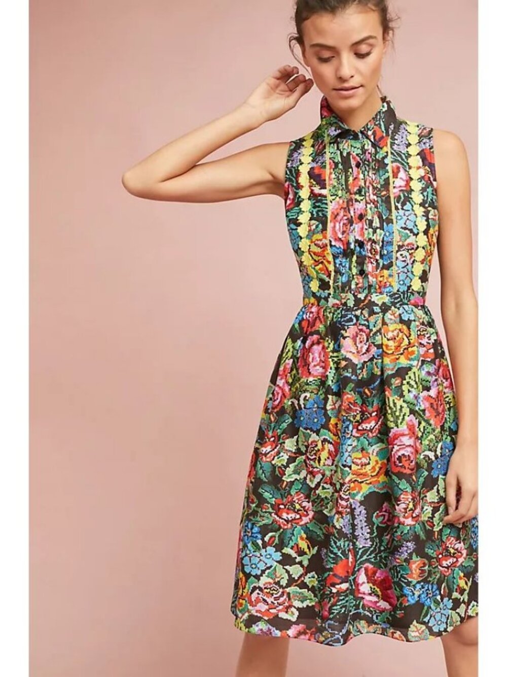 Anthropologie NWT Payal Jain Pixie Floral Dress Sleeveless Cotton Silk size 4